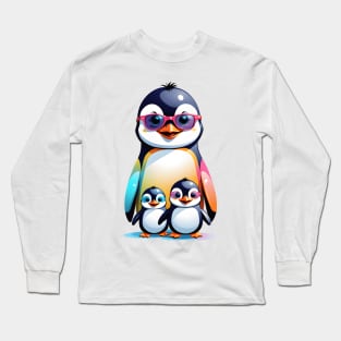 Three cute cheerful penguins Long Sleeve T-Shirt